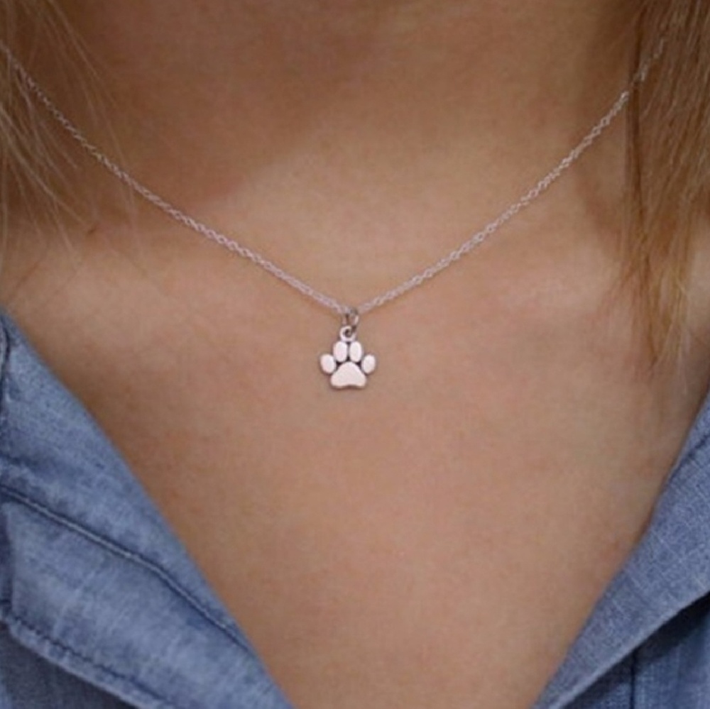 Silver Paw print Necklace